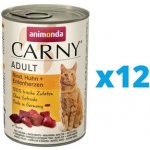 Carny Adult hovězí kuřecí maso & kachní srdce 12 x 400 g – Hledejceny.cz