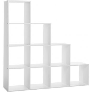 FARELA Schodovitý regál s 10 úložnými prostory, 140 cm, bílá, čtvercové  police, úložný nábytek Bílá od 2 999 Kč - Heureka.cz