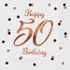 Ubrousky Godan decorations B&C Happy 50 Birthday ubrousky bílý růžový a zlatý potisk certifikát FSC 20 ks 33x33cm