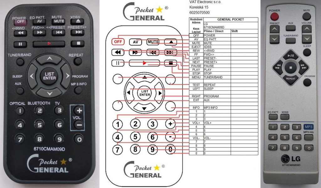 Dálkový ovladač General LG 6710CMAM09D