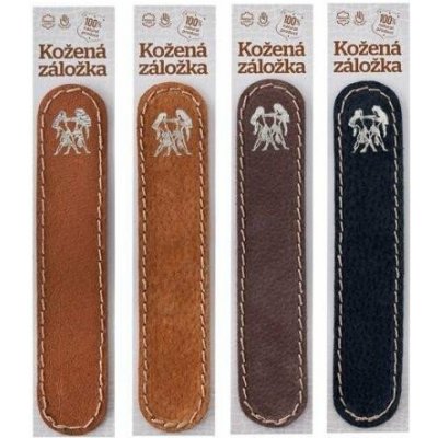 Kožená záložka do knihy Blíženci - kůže medová semiš, zlatá ražba – Hledejceny.cz