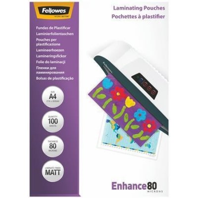 FELLOWES Laminovací fólie, matná, A4, 80 micron, FELLOWES ,balení 100 ks 94035