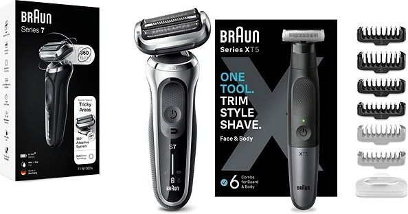 Braun Series 7 71-S1000s stříbrný + Braun Series X XT5200