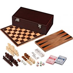 Šachy Dáma + Backgammon soubor her v dřevěné krabičce alternativy -  Heureka.cz