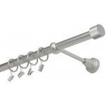 OK-GarnýžeCZ Garnýž kovová jednořadá 19mm Pullo satina 160 cm do stěny / kroužky s žabkou – Sleviste.cz