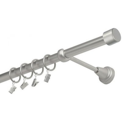 OK-GarnýžeCZ Garnýž kovová jednořadá 19mm Pullo satina 160 cm do stěny / kroužky s žabkou – Sleviste.cz