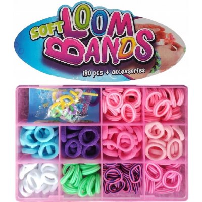 Sada gumiček na náramky 180 ks příslušenství, gumičky SOFT Loom bands fi – Sleviste.cz