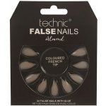 Technic False Nails Umělé nalepovací nehty bílé černozlaté Almond Colored French Tips 24 nehtů s lepidlem – Zboží Dáma