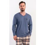 Vienetta MAN pánské pyžamo dlouhé Paul: tmavě šedá – Zboží Mobilmania