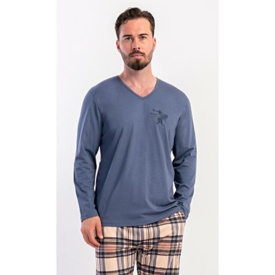 Vienetta MAN pánské pyžamo dlouhé Paul: tmavě šedá – Zboží Mobilmania