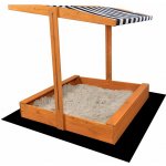 Baby Mix dřevěné pískoviště se stříškou 120x120 cm modro-bílé – Zboží Mobilmania