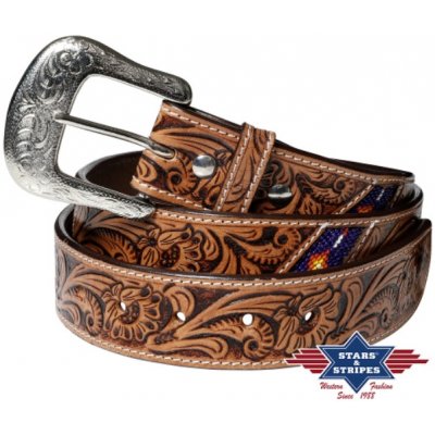 Westernový kožený opasek STONE-6 – Zboží Mobilmania