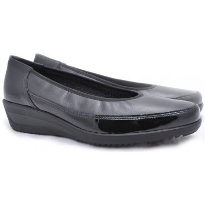 Ara širší lodičky na klínu s lakem Zürich 12-40617-25 schwarz – Zboží Dáma