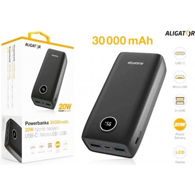Aligator 30000 mAh černá – Zboží Živě