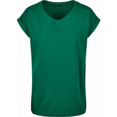 Build Your Brand Prodloužené splývavé tričko s ohrnutými rukávy zelená lesní