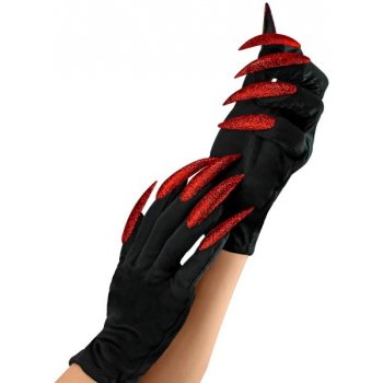černé rukavice s červenými nehty