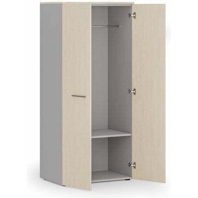 Primo Gray, Kancelářská šatní skříň 1 police, šatní tyč, 1781 x 800 x 500 mm, šedá/bříza – Zboží Dáma