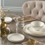 ASIR Porcelánová jídelní souprava bílá a zlatá 16 ks – Zboží Mobilmania