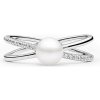 Prsteny SILVEGO Stříbrný prsten Eternity s pravou přírodní bílou perlou a Brilliance Zirconia LPS3327PWRS
