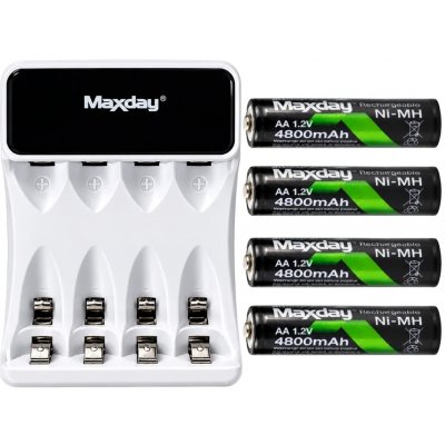 Verk 02051 Nabíječka USB‑C pro AA/AAA s LCD + 4x baterie AA – Zbozi.Blesk.cz
