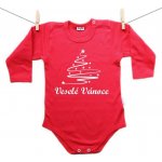Boodyy Červené body s dlouhým rukávem Veselé Vánoce se stromečkem – Hledejceny.cz