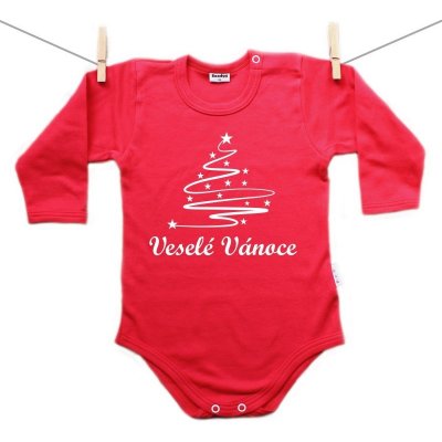 Boodyy Červené body s dlouhým rukávem Veselé Vánoce se stromečkem – Hledejceny.cz