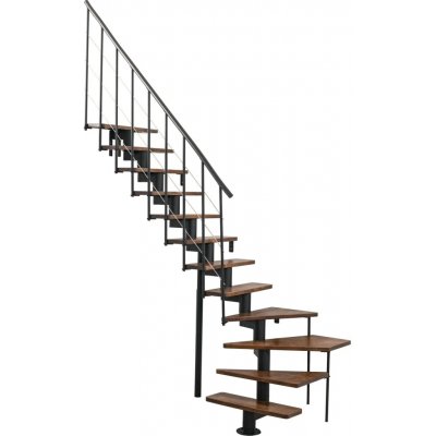 Minka STAIRS Lomené modulové schodiště Comfort Top Turn ořech/černá, 312 cm – Zboží Mobilmania