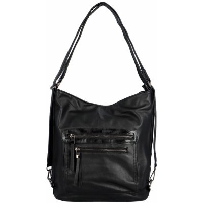 Módní dámský koženkový kabelko-batoh Flora černá