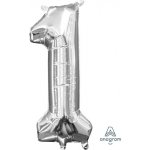 Amscan Balónek fóliový narozeniny číslo 1 stříbrný 86 cm – Zboží Dáma