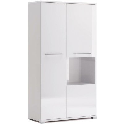 Moderní bílá lesklá knihovna Flory 90 cm se zavřenými dvířky do obýváku Intesi – Sleviste.cz