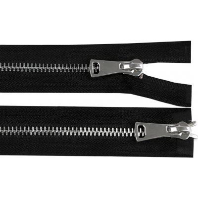 Stoklasa Zip kovový No 5 dělitelný 2 jezdce / dvoucestný 50 cm Balení: 1 ks, Varianta: 1 černá stříbrná 1 černá stříbrná – Hledejceny.cz
