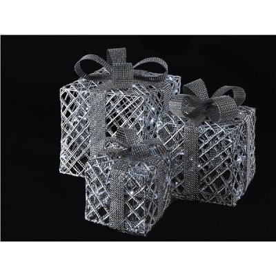 LAALU Vánoční dekorace LED dárky stříbrné 3 ks – Hledejceny.cz