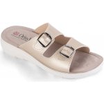 Ortopedické dámské pantofle na klínku zlatavé – Sleviste.cz