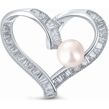 JwL Luxury Pearls brož srdce s pravou perlou a krystaly JL0695