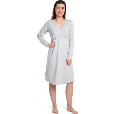 Moniel košilka/šaty kojící Dots šedá s dlouhým rukávem – Zboží Dáma