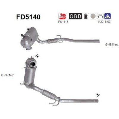 Filtr sazových částic, výfukový systém AS FD5140 – Zboží Mobilmania