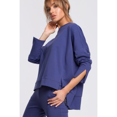 M491 Pullover oversized top with side splits indygo – Zboží Mobilmania