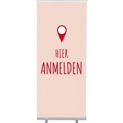 Jansen Display Set Roll-baneru Budget s vytištěným motivem, Přihlášení, červený, německy, 870 x 2080 mm – Zboží Dáma