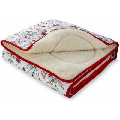 Wooline Přikrývka Evropské Merino oboustranná motiv kaktus červená 140x200 – Zboží Dáma
