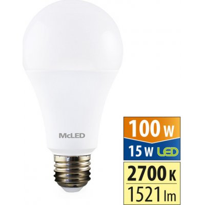McLED LED žárovka E27 15W 100W teplá bílá 2700K – Hledejceny.cz