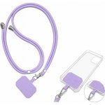 Šňůrka na mobil s držákem pro pouzdra, šířka 0,5cm, barva fialová – Sleviste.cz