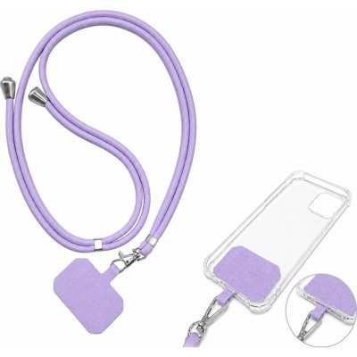 Šňůrka na mobil s držákem pro pouzdra, šířka 0,5cm, barva fialová – Sleviste.cz