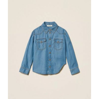 Twinset Girl košile s dlouhým rukávem odlehčená modrá – Zboží Dáma