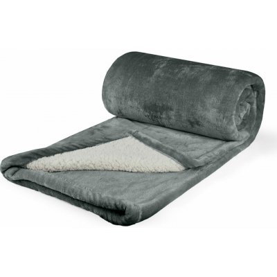 Polášek Mikroflanelová deka s beránkem Tmavě šedá 100x150 – Sleviste.cz