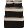 Kazeta na šití Úložné košíky sada 4 ks bambus / textil černá EXCELLENT KO-HX9100610