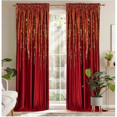 Fliying Sametový závěs Kamila 140x250 cm, vínový/zlatý(cena za 1 kus) – Zboží Dáma