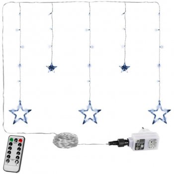 Voltronic Vánoční řetěz hvězdy 61 LED studená bílá + ovladač