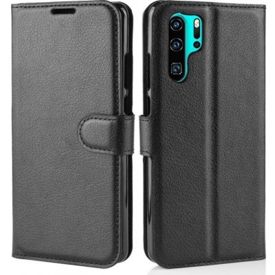 Litchi peněženkové pouzdro na Huawei P30 Pro - černé – Zboží Živě
