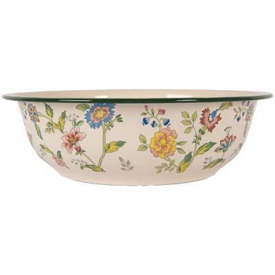 Clayre & Eef Béžová dekorační smaltovaná mísa s květy Vintage 30 x 9 cm 3000 ml – Zboží Dáma