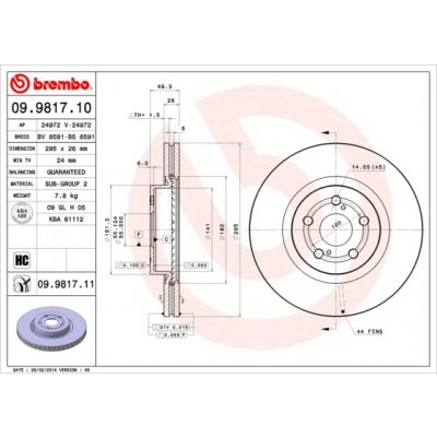 Brzdový kotouč BREMBO 09.9817.11 (09981711) | Zboží Auto